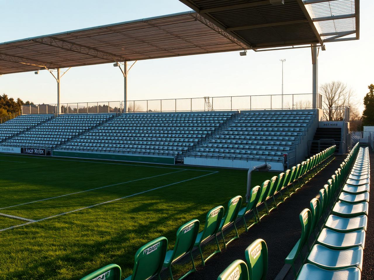 Arquibancada e gramado de um estádio do clube